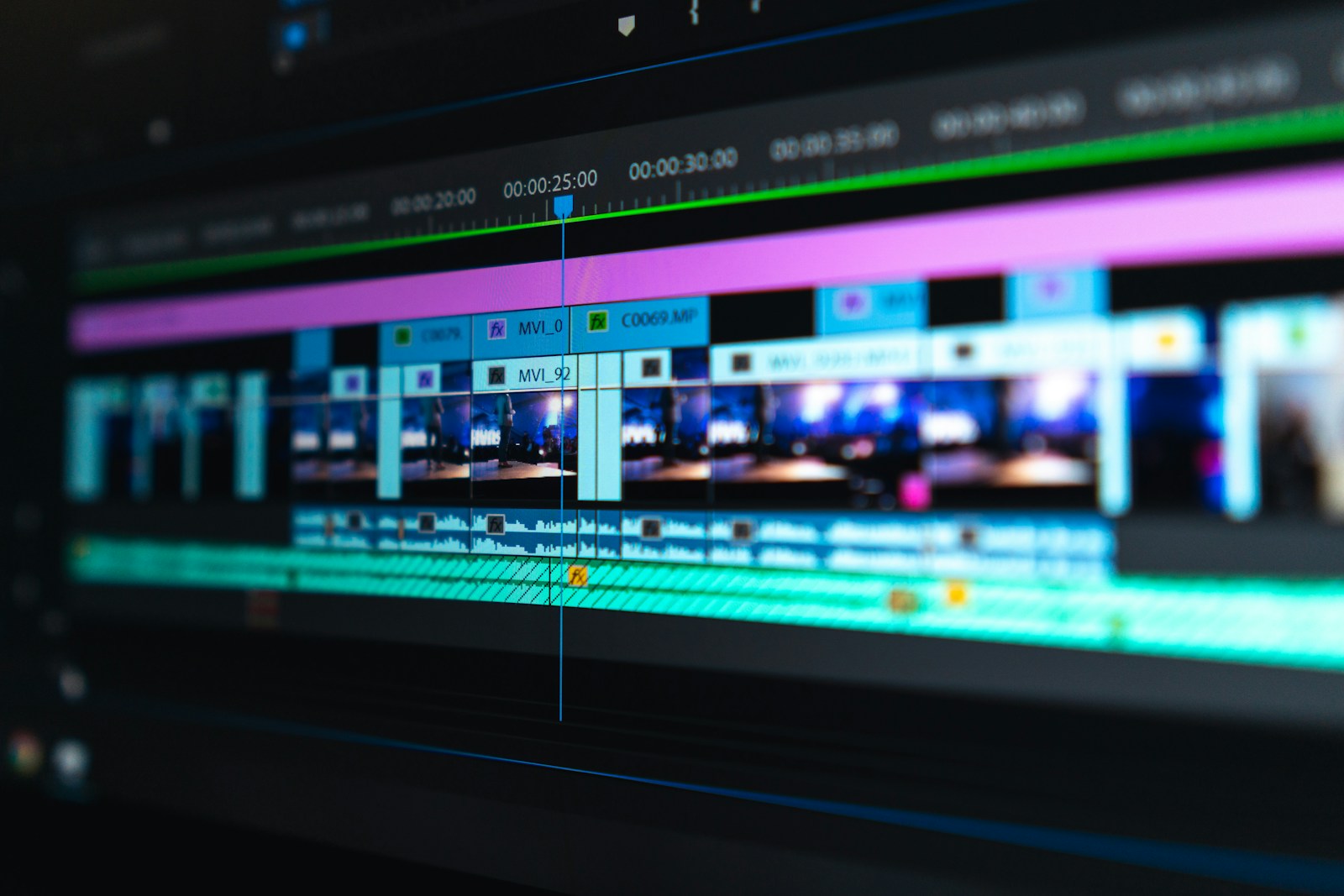 Video production team working on set